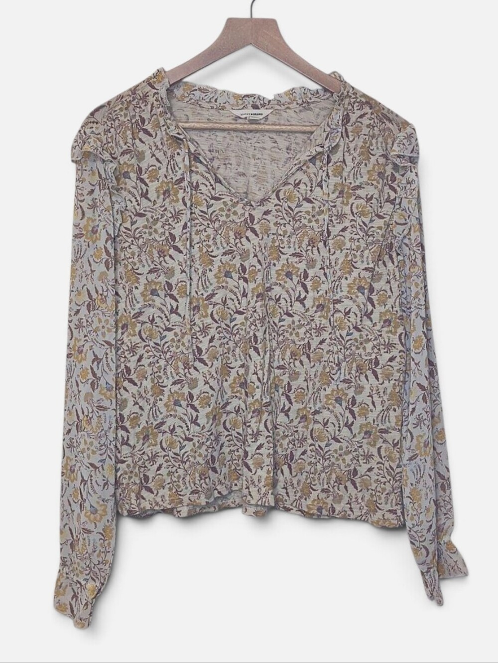 Lucky Brand Floral Cotton Blend Long Sleeve